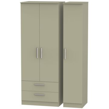 Contrast Tall Triple 2 Drawer Wardrobe In Mushroom Matt