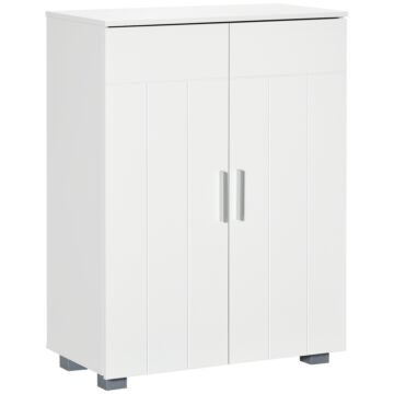 Kleankin Modern Bathroom Floor Cabinet, Free Standing Linen Cabinet, Storage Cupboard With 3 Tier Shelves, White