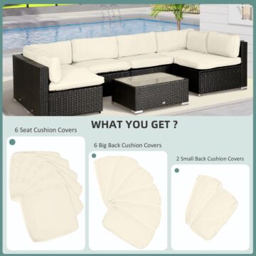 Outsunny Garden Rattan Sofa Seat Cushion Covers Replacement Outdoor, No Cushion Included, Beige