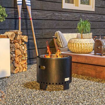 Outsunny Metal Wood-burning Smokeless Fire Pit, Black