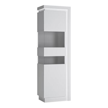 Lyon Tall Narrow Display Cabinet (lhd) (including Led Lighting) In White And High Gloss