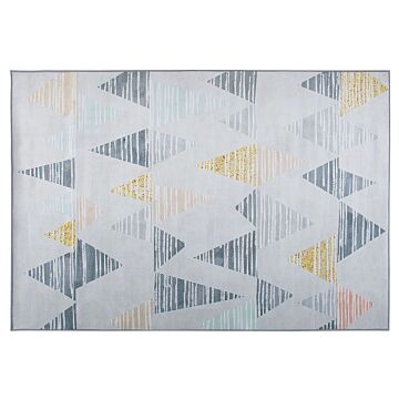 Area Rug Carpet Multicolour Polyester Fabric Geometric Distressed Pattern Rectangular 160 X 230 Cm Beliani