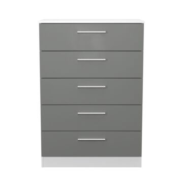 Contrast 5 Drawer Chest In Dusk Grey & White