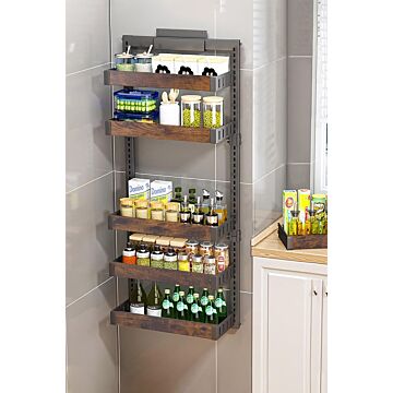 6-tier Steel Wooden Detachable Kitchen Pantry Organizer Hanging Over Door No Drilling