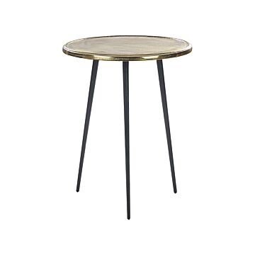 Side Table Gold And Black Aluminium And Iron Top Round Distressed Retro Home Decor Beliani