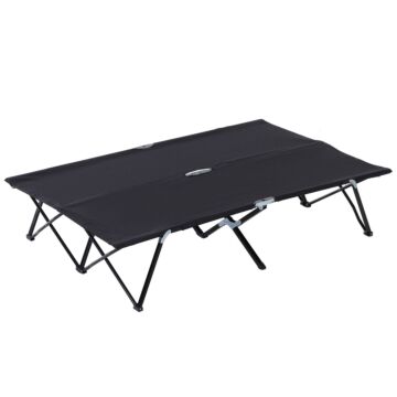 Outsunny Double Camping Cot Bed, With Bag - Black