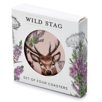 Set Of 4 Cork Novelty Coasters - Wild Stag