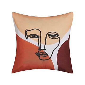 Decorative Cushion Multicolour Face Motif 45 X 45 Cm Modern Décor Rubdekia Beliani