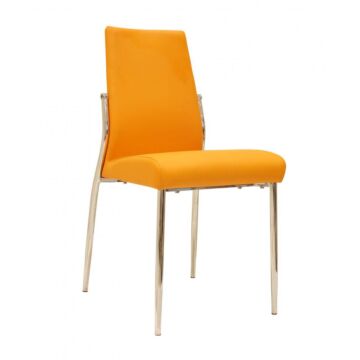 Renzo Pu Chairs Chrome & Orange (4s)