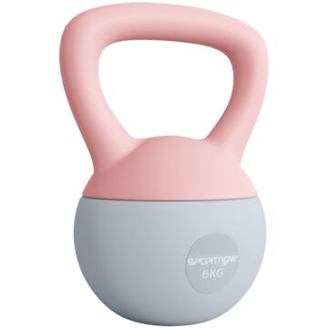 Sportnow 6kg Soft Kettlebell, Kettlebell With Non-slip Handle For Home Gym, Weight Lifting, Strength Training, Pink/grey