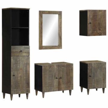 Vidaxl 5 Piece Bathroom Furniture Set Solid Wood Mango