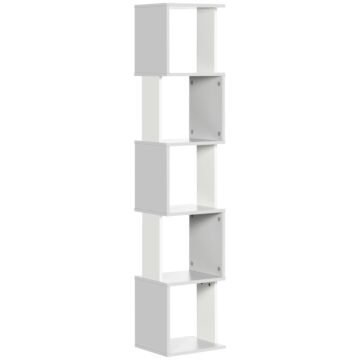 Homcom Modern 5-tier Bookshelf, Freestanding Bookcase Storage Shelving For Living Room Home Office Study, Light Grey