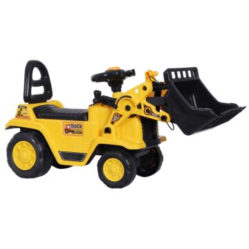 Homcom No Power 3 In 1 Ride On Toy Bulldozer Digger Tractor Pulling Cart Pretend Play Construction Truck