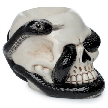 Ceramic Shaped Oil Burner - Coiled Snake And Skull
