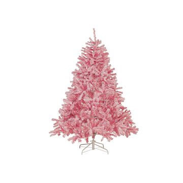 Artificial Christmas Tree Pink Synthetic 180 Cm Metal Base Traditional Winter Holiday Decoration Beliani