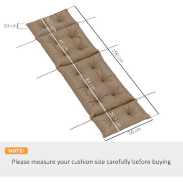 Outsunny Sun Lounger Cushion Only, 190x56x10cm Garden Lounge Chair Cushion, Upf20+ 220gsm Fabric, Thick Sunbed Replacement Cushion With 6 Ties, Khaki