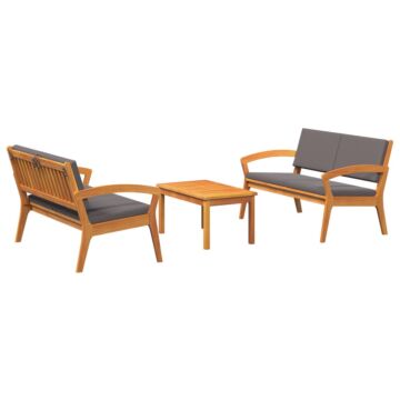Vidaxl 3-piece Bistro Set With Cushions - Solid Acacia Wood