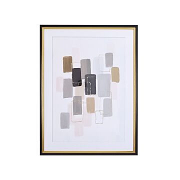 Framed Wall Art Multicolour Print On Paper 60 X 80 Cm Passe-partout Frame Abstract Pattern Beliani