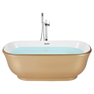 Freestanding Bath Gold Sanitary Acrylic Oval Single 170 X 77 Cm Modern Design Beliani