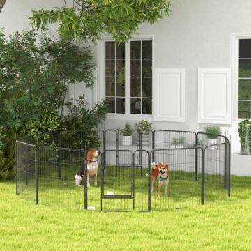 Pawhut Heavy Duty Puppy Play Pen, 12 Panels Pet Exercise Pet, Pet Playpen For Small And Medium Dogs