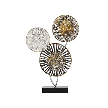 Ornament Gold And Silver Metal 44 Cm Decorative Object Accent Piece Circles Modern Design Beliani