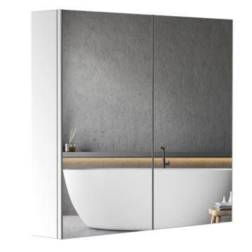 Homcom Stainless Steel Bathroom Mirror Cabinet, Double Doors,