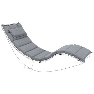 Sun Lounger Cushion Grey Fabric 180 X 60 Cm Padded With Head Pillow Beliani