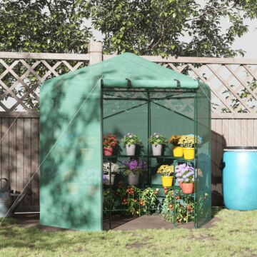 Outsunny Hexagon Walk In Garden Greenhouse Pe Planter Flower Growth With Zipped Door 225 X 194 X 215h Cm