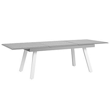 Garden Dining Table Grey And White Aluminium Extendable Weather Resistant Beliani