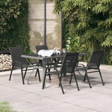 Vidaxl 5 Piece Garden Dining Set Grey And Black