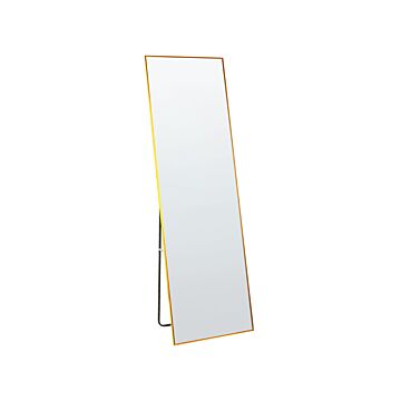 Standing Mirror Gold Aluminium Frame 50 X 156 Cm With Stand Modern Design Framed Full Length Beliani