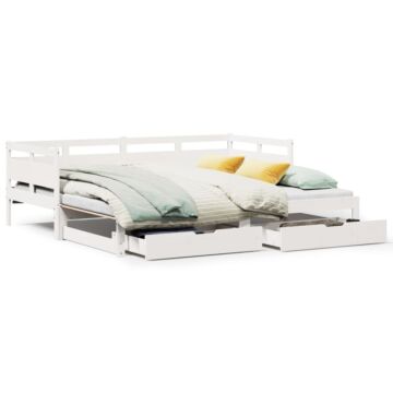 Vidaxl Daybed With Trundle And Drawers Without Mattress White 90x190 Cm Single