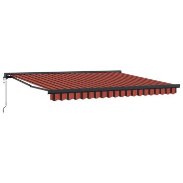 Vidaxl Manual Retractable Awning With Led Orange And Brown 350x250 Cm