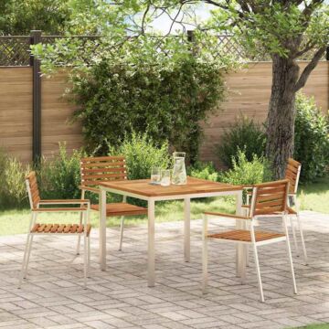 Vidaxl Stackable Garden Chairs 4 Pcs Solid Wood Acacia&stainless Steel