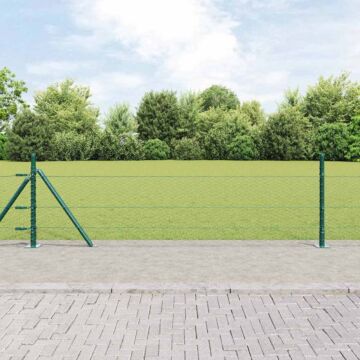 Vidaxl Hexagon Fence Green 0.4x100 M Steel, Vidaxl Fence Posts With Base Plates 13 Pcs Ø32mm 50cm Galvanised Steel
