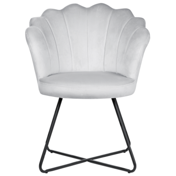 Armless Chair Grey Velvet Upholstery Shell Back Vintage Classic Design Black Metal Frame Beliani