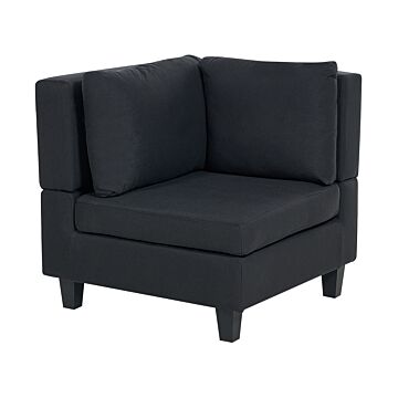 Corner 1-seat Section Black Polyester Fabric Upholstered Armchair With Cushion Module Piece Modular Sofa Element Beliani
