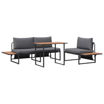 Vidaxl 3 Piece Garden Dining Set With Anthracite Cushions