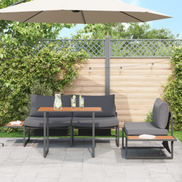 Vidaxl 3 Piece Garden Dining Set With Anthracite Cushions