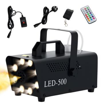 Homcom Smoke Machine With 3 Rgb Led Lights With 13 Colours And 4 Effects, 450w 2000cfm Fog Machine With Wired And Wireless Remote Controls For Halloween Christmas Wedding Party Disco Dj Stage Effect