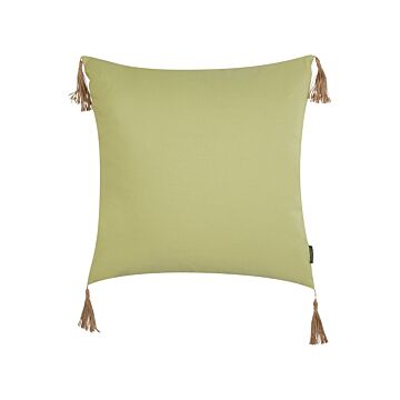 Decorative Cushion Green Solid Pattern 45 X 45 Cm Modern Décor Accessories Bedroom Living Room Beliani