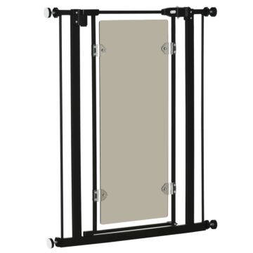 Pawhut Pressure Fit Pet Safety Gate, Auto-close Dog Barrier Stairgate, Double Locking, Acrylic Panel, For Doors, Hallways, Openings 76-82 Cm, Black