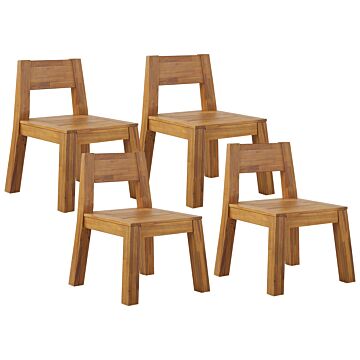 Set Of 4 Garden Chairs Solid Acacia Wood Indoor Outdoor Rustic Design Beliani