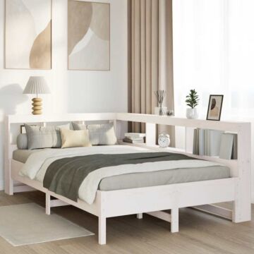 Vidaxl Bookcase Bed Without Mattress White 120x200 Cm Solid Wood Pine