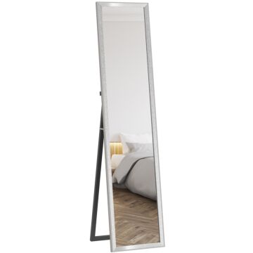 Homcom Full Length Mirror, 37 X 157cm Wall Mounted, Leaning, Free Standing Mirror, Framed Full Body Mirror For Living Room, Bedroom, Silver