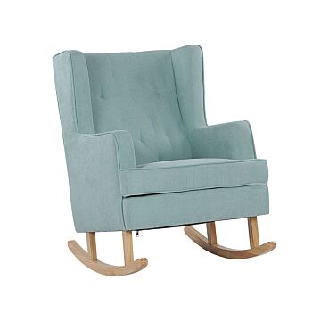 Rocking Chair Mint Green Fabric Solid Wooden Skates Classic Beliani