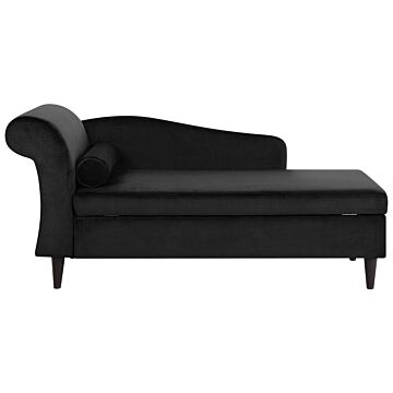 Chaise Lounge Black Velvet Upholstery With Storage Left Hand With Bolster Beliani