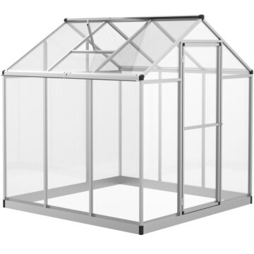Outsunny 6x6ft Clear Polycarbonate Greenhouse Aluminium Frame Large Walk-in Garden Plants Grow