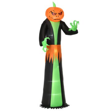 Homcom Next Day Delivery 9ft Inflatable Halloween Pumpkin Ghost With Build-in Led, Outdoor Lighted Blow Up Inflatables