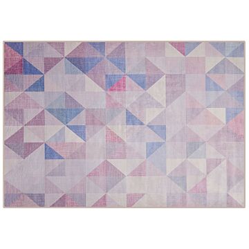 Area Rug Pastel Blue Grey 160 X 230 Cm Triangle Pattern Carpet Modern Contemporary Beliani